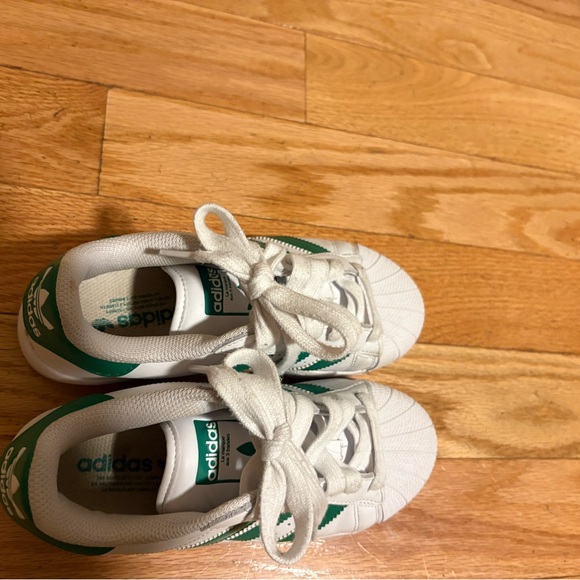 adidas Superstar White and Green Sneakers - Picture 9 of 10